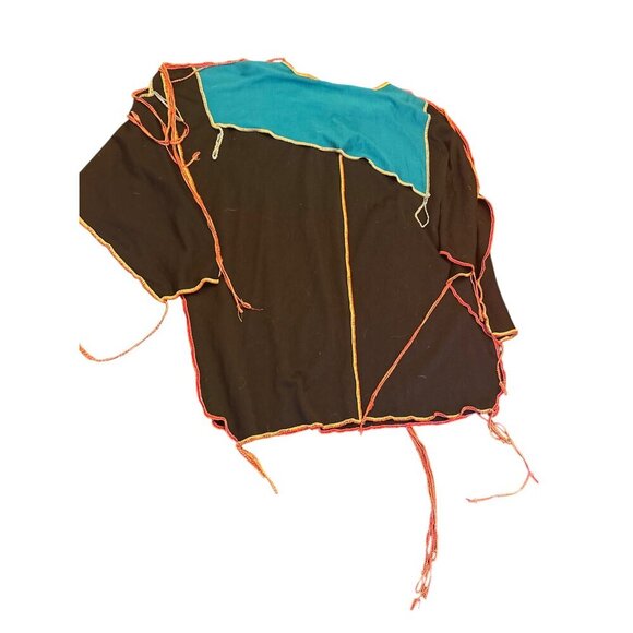 Bonnie Boer Plus 2X Womens Black 2-Piece Set Black Patchwork Fringe Multi Media - Picture 8 of 8